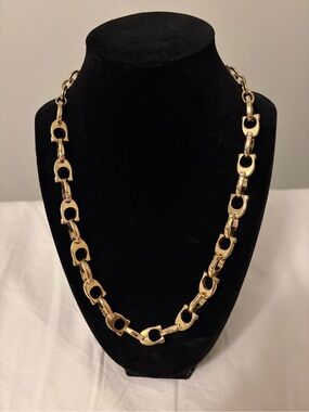 COACH New York Chunky Signature C Link Necklace w/ ombré pink crystals